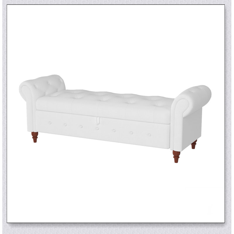 Banc de lit 63 po en tissu blanc crème Polyvalence, application moderne, confort et durabilité