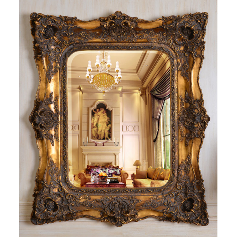 Dayla Solid Wood Mirror, Gold, 48" H x 40" W x 4" D