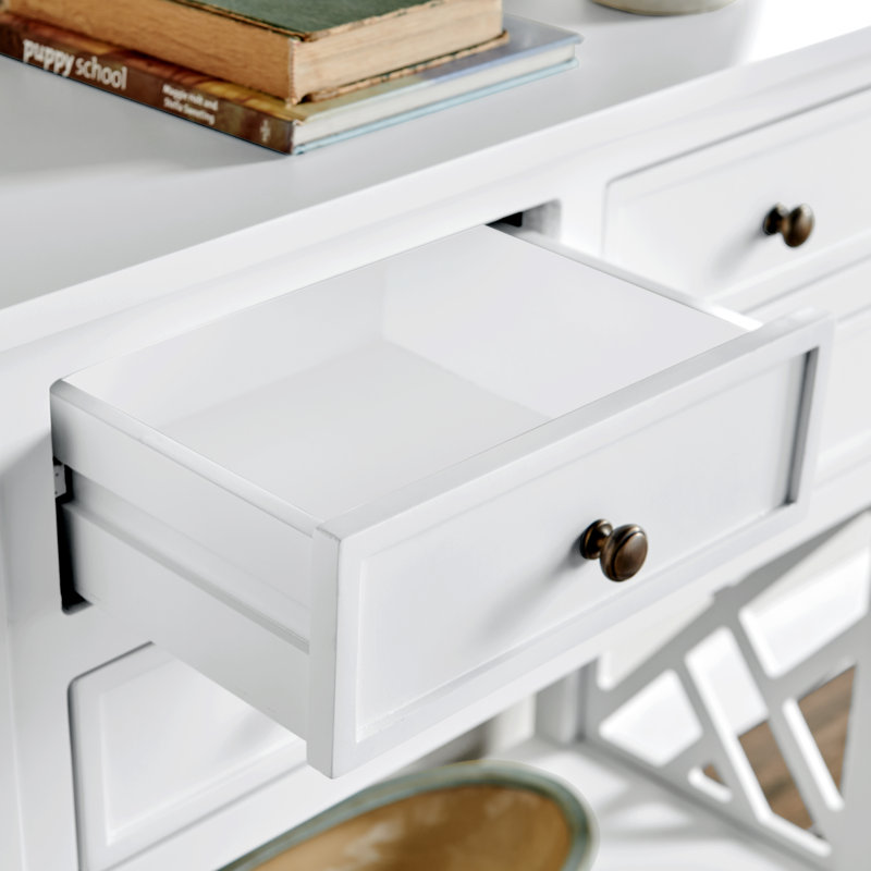 Lund 32" Wide Wooden Entryway Console Table with 4 Drawers and 1 Shelf, White