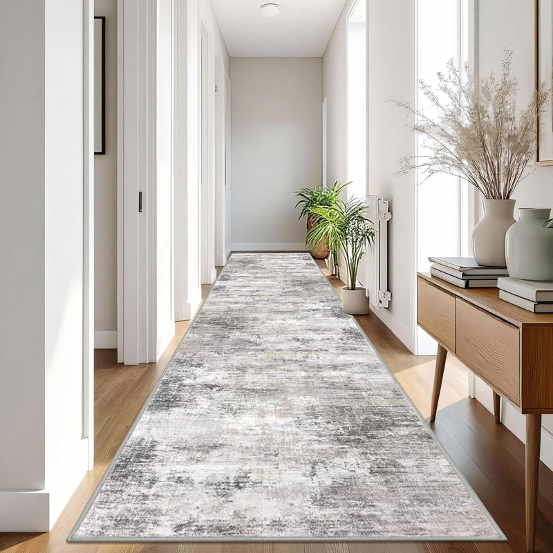 Washable Area Rugs Non Slip Bedroom Rug Living Room Rugs with Rubber Backing, Runner 3' x 16'
