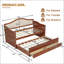 Lit de jour simple avec lit gigogne et rangement, canapé-lit en bois avec dossier capitonné pour une utilisation polyvalente