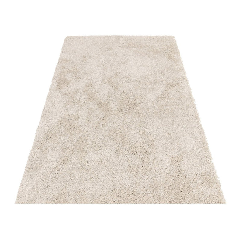 Beige Shaggy Modern Easy To Clean Plain Rug For Dining Room, Rectangle 120 x 170cm