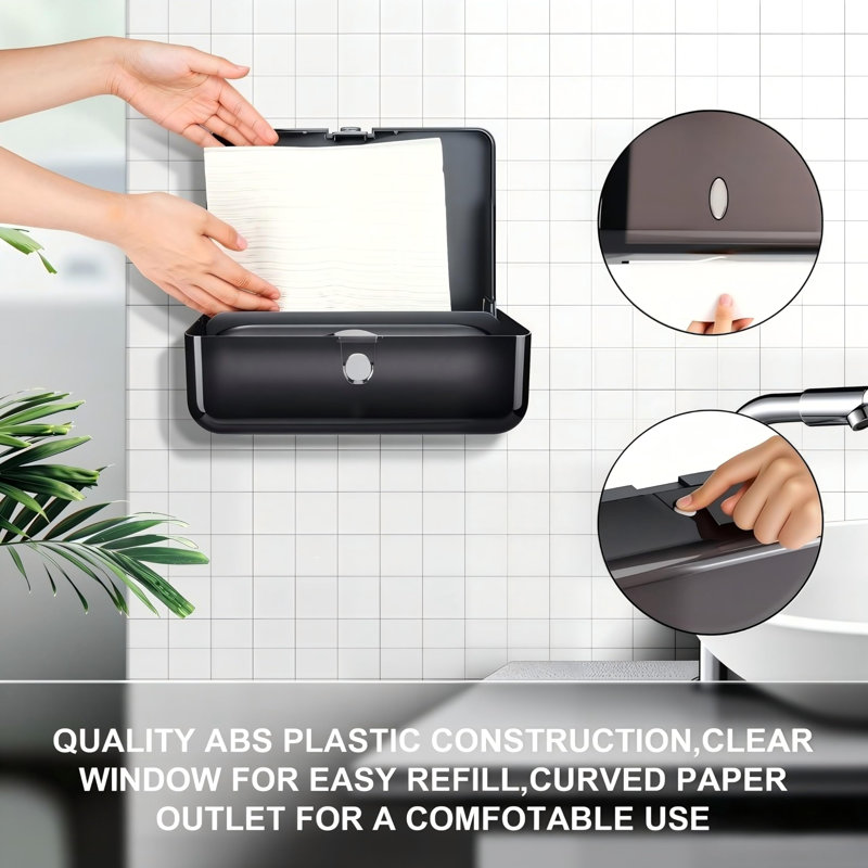 Distributeur de papier essuie-tout mural, sans perçage, étanche et résistant à la poussière, porte-papier pliable pour la maison, la cuisine, le bureau, la salle de bain et les toilettes…