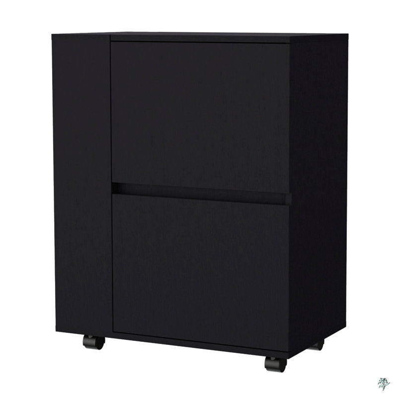 2-Cabinet Bar Cart, Black