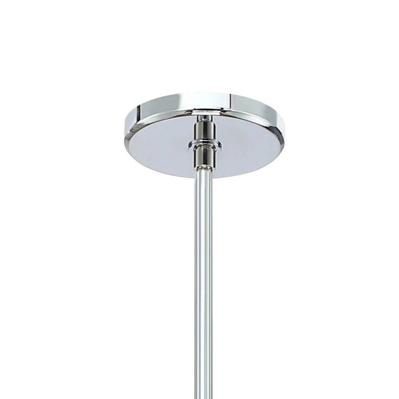 Lustre moderne chromé de 109 cm (43 po) avec anneau DEL intégré et verre bullé, idéal pour la salle à manger et l'îlot de cuisine.