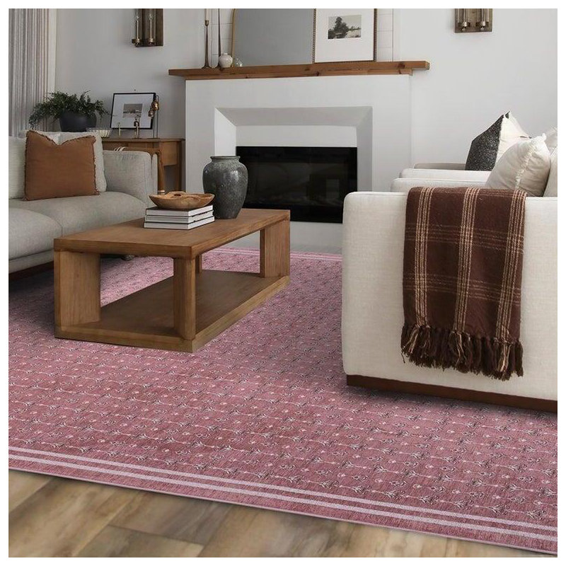 Via Slim Washable Rug, Mauve, 7'10" x 10'