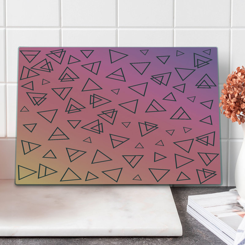 Planche à découper Ambesonne années 90 grande taille à motif angulaire triangles lilas noir corail