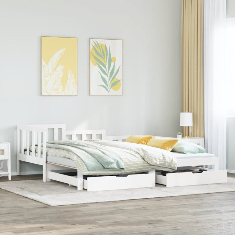 Rohaan Solid Wood with Trundle, Single (3'), White