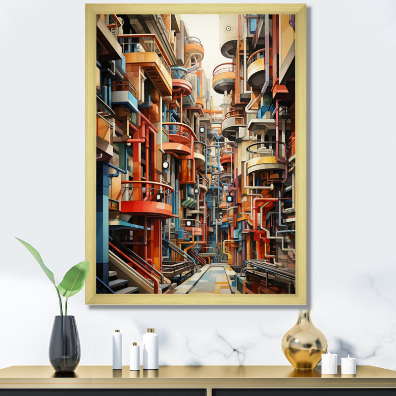 Constructivism Industrial Utopia Imaginaire, reproduction d'art sur toile, Or, H 44 po x l 34 po x P 1,5 po