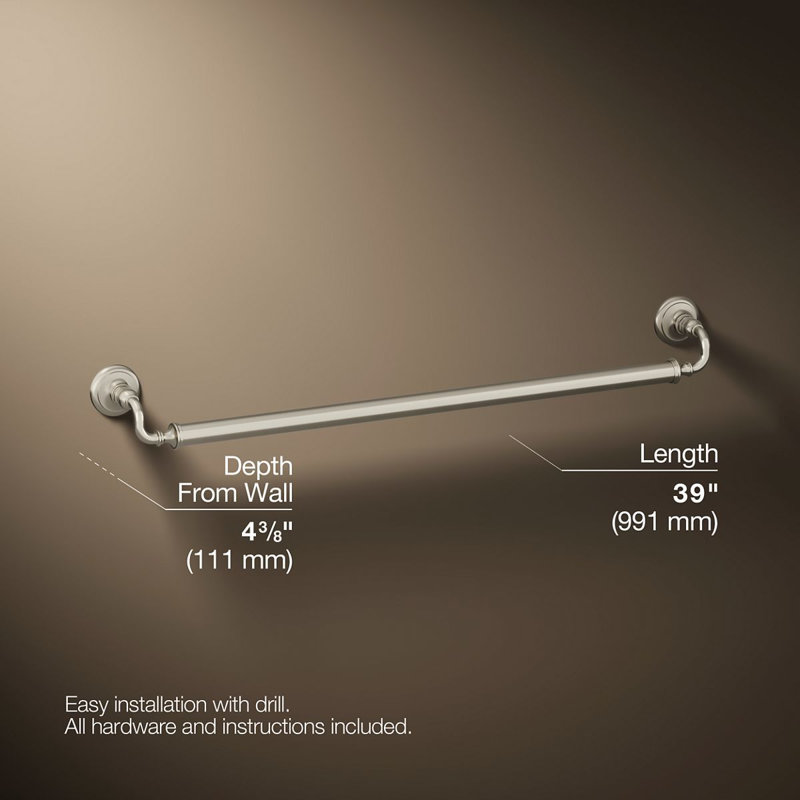Barre d'appui Kohler Artifacts, Nickel brossé éclatant, L 12 po