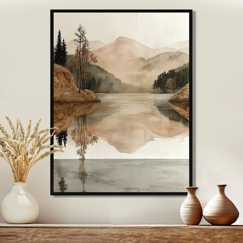Gimondo la vallée de l'automne des montagnes au bord du lac - montagnes, art mural, H 40 po x l 30 po, Noir