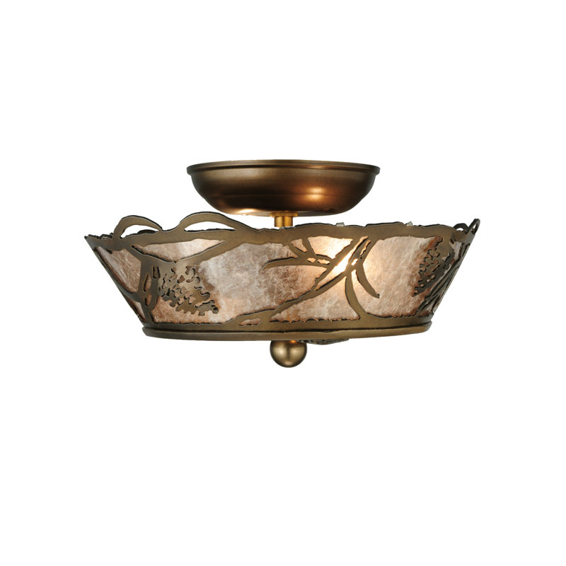 Antique Copper Pine Whisper 2-Light Indoor/Outdoor Bowl Flush Mount