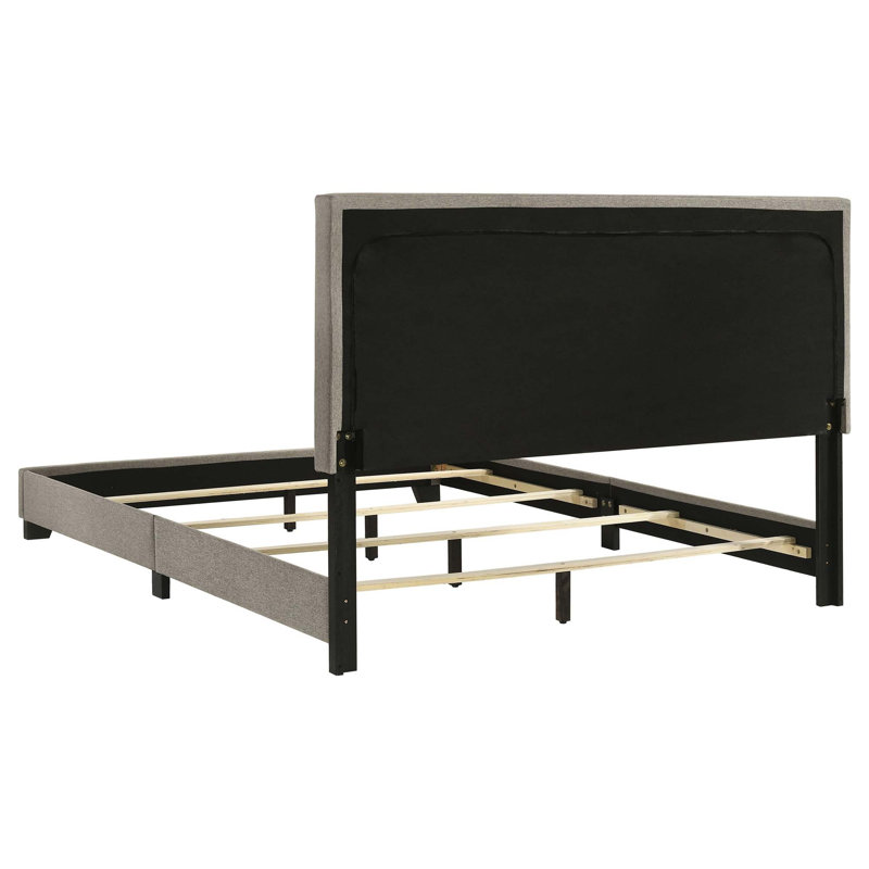 Lit tapissier minimaliste avec tête de lit rembourrée, Grand lit