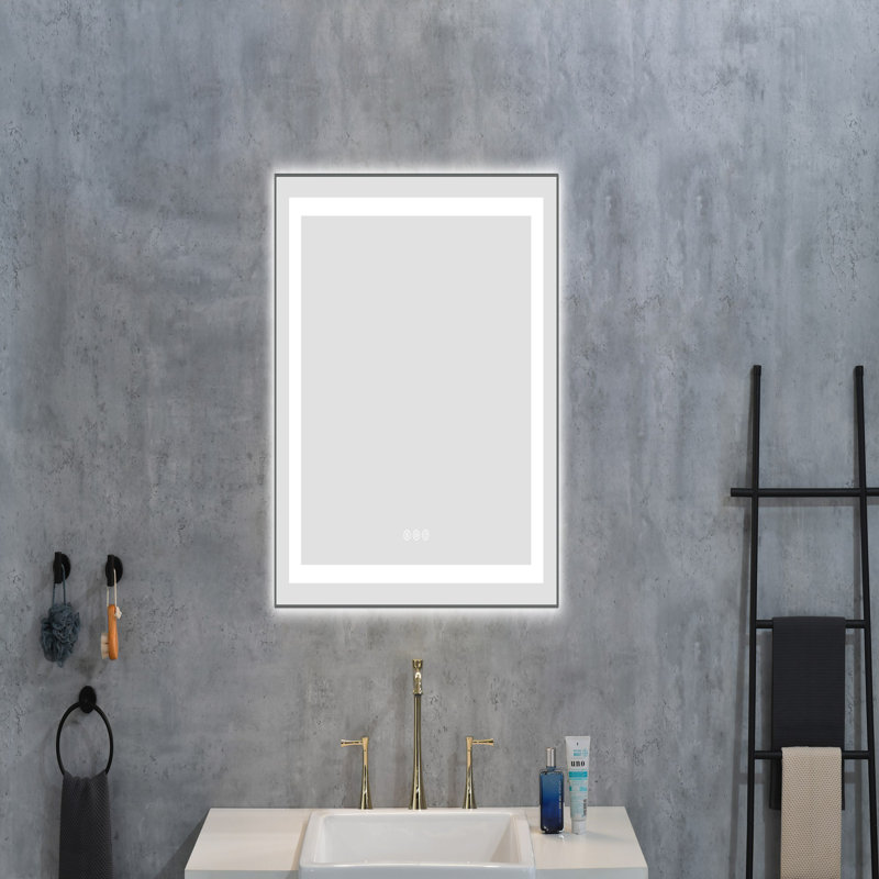 24" X 32" LED Bathroom Mirror With Front And Backlight, Wall Mounted Vanity Mirror With Aluminum Frame, Anti-Fog, Memory, 3 Colors, Stepless Dimmable