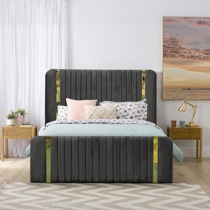 Upholstered Ottoman Storage Bed, Kingsize (5'), Asphalt