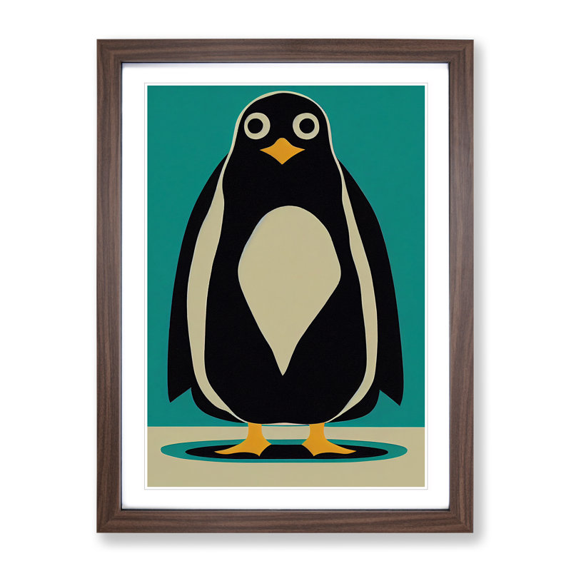Penguin Abstract Art No.8 - Wall Art, 64cm H x 46cm W, Walnut Framed