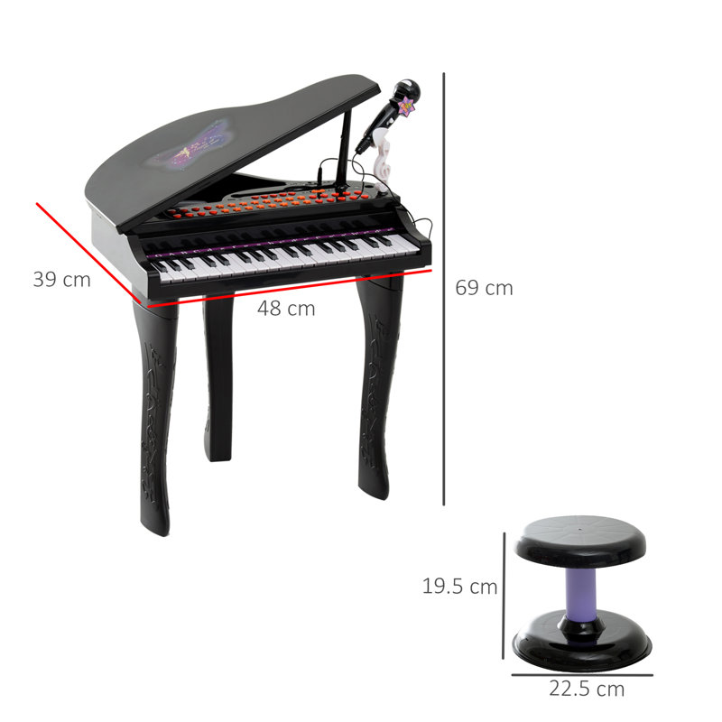 Kids 3 Piece Specialty Play Or Activity Table and Chair Set, 69cm H x 48cm W x 39cm D., Black