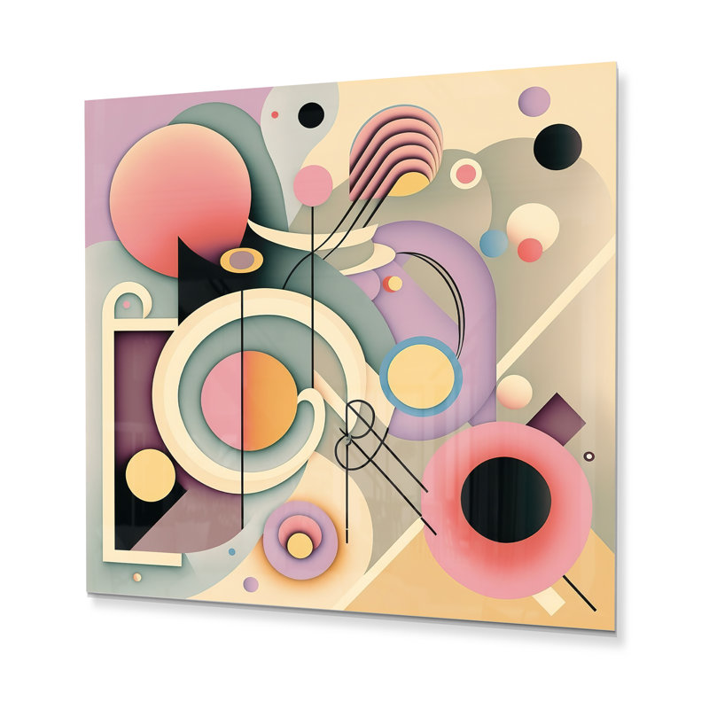 Pastel Art déco IV - Décoration murale moderne en métal, H 23 po x l 23 po x P 1 po