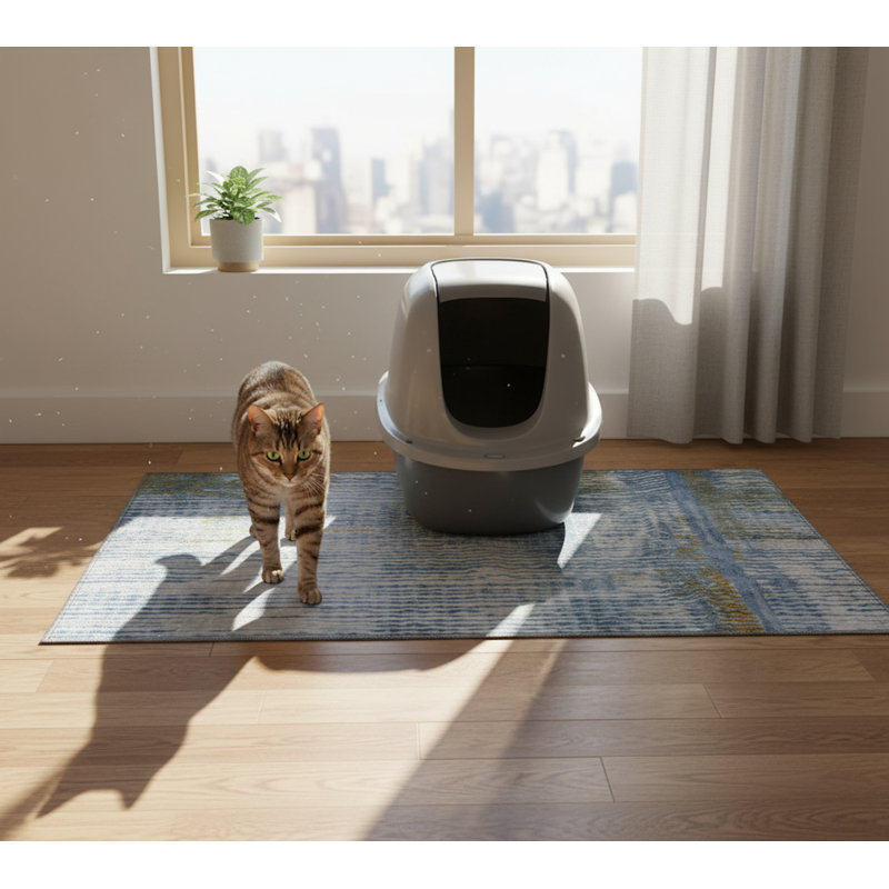 Tapis de litière pour chat lavable The Avalon Society, 24 x 36 po, H 24 po x l 36 po x P 0,12 po, Fumée dérivant de Kyoto