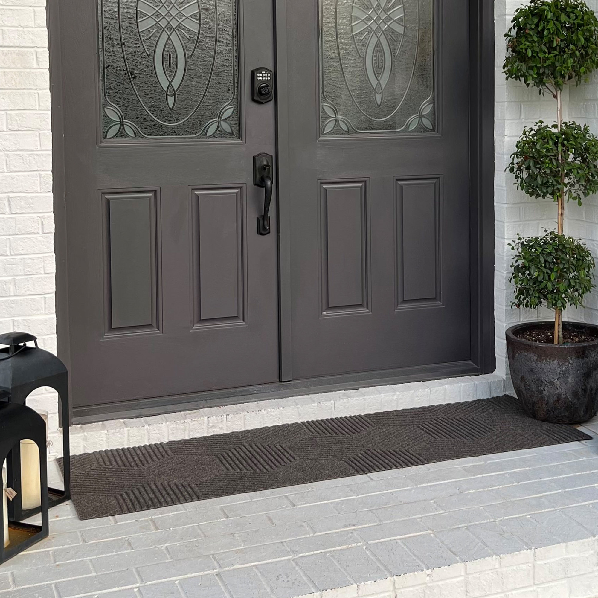 WaterHog Luxe Zephyr Non-Slip Indoor Outdoor Doormat, 21.5" W x 70" L, Greige