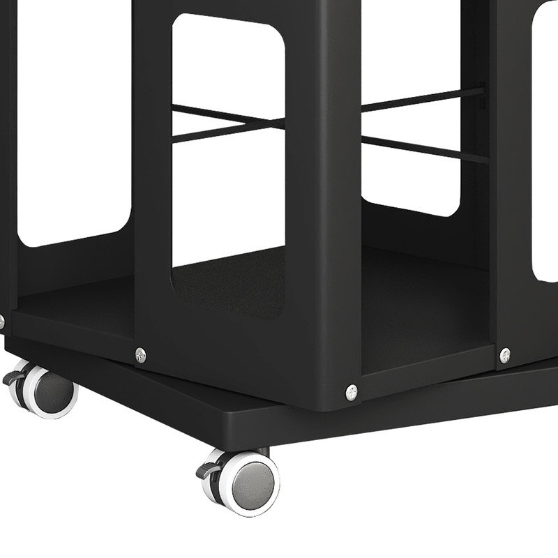 4-Tier Rotating Bookshelf with Wheels, All-Steel Spacious Storage Rack, Black
