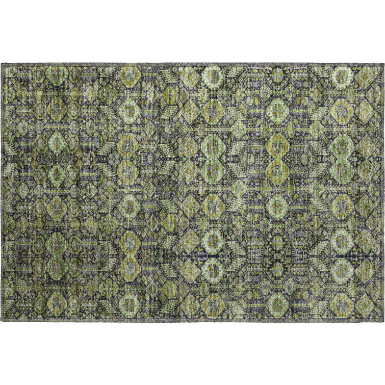 Premium Machine Washable Cerrito AMF574 Green Rug