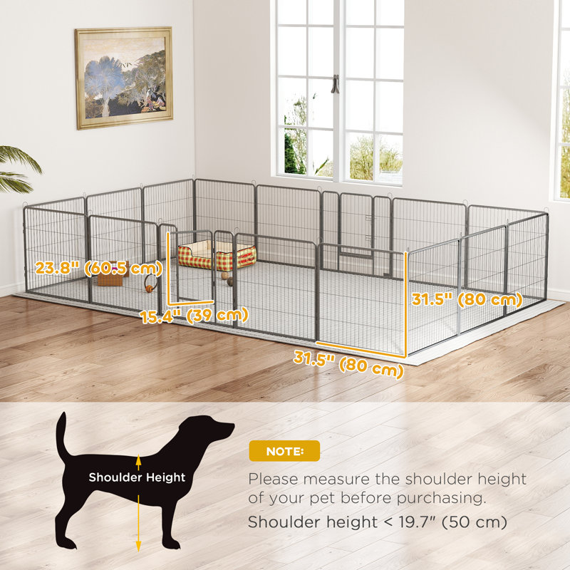 Enclos d'exercice pour chien, H 31,5 po x l 126 po x P 126 po