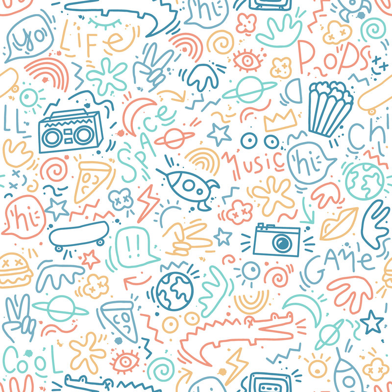 Papier peint Doodle, Multi