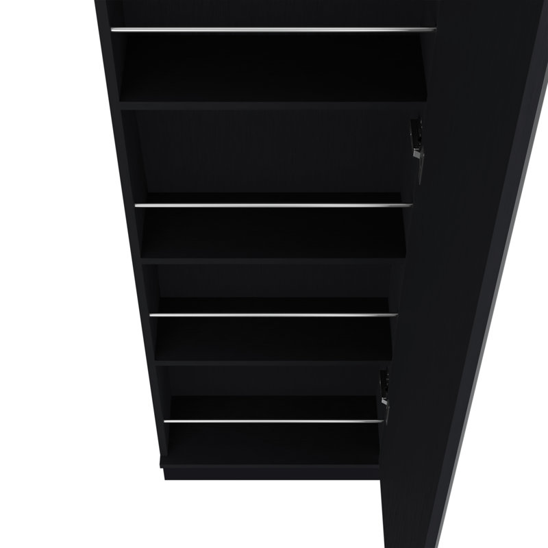 Harper Shoe Storage Cabinet with Full-Length Mirror – Wenge, Black