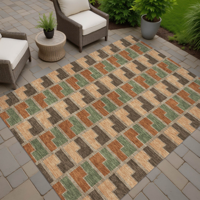 Machine Washable Indoor/Outdoor Lockway ACN2417 Geometric Rug, Rectangle 5' x 7'6"