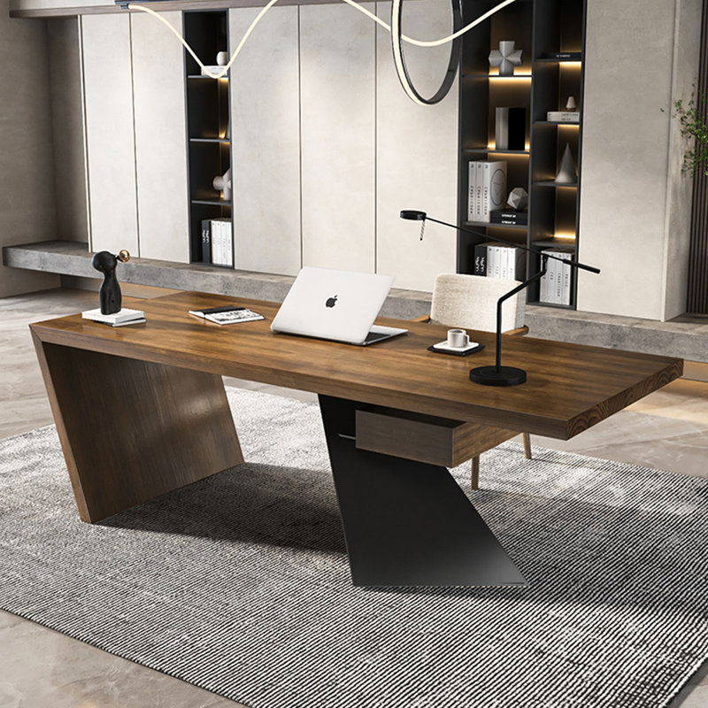 Bureau rectangulaire en bois massif brun, H 29,53 po x l 70,87 po x P 31,5 po