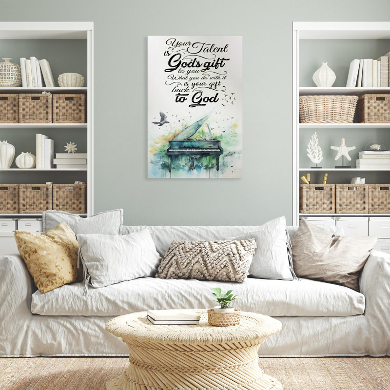 Janade Piano Your Talent Is Gods Gift - 1 pièce, reproduction d'art graphique sur toile tendue, H 14 po x l 11 po x P 1,25 po