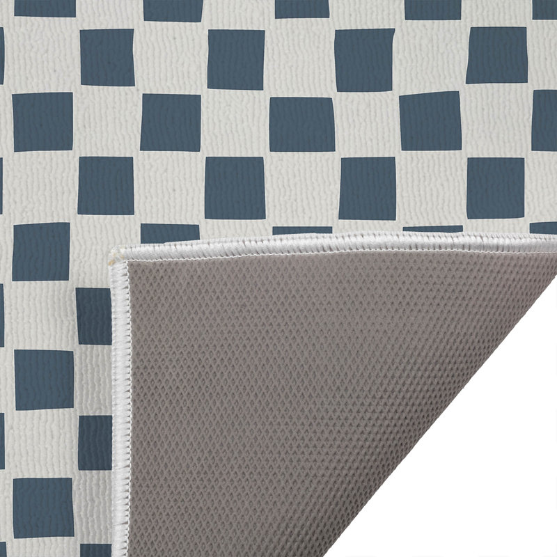 Checkered Absorbent Non-Skid Rectangular Toilet Mat