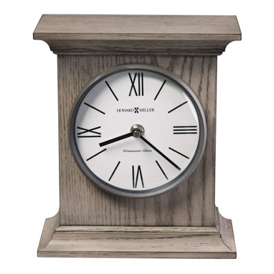 Priscilla Modern & Contemporary Mantel Clock, Wood Veneered Bracket Frame with Westminster Chime, Convex Glass