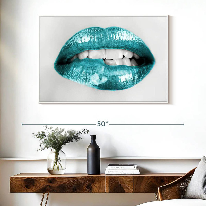 Bouche à lèvres, Cadre flottant blanc, 40 po x 27 po