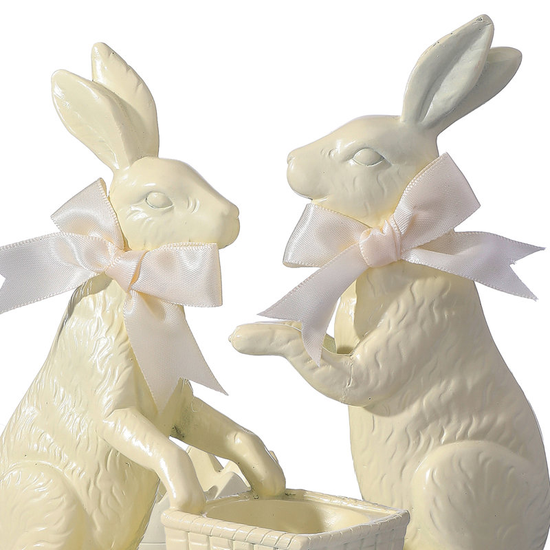 Lapin en résine 6,5 po avec chariot, Crème