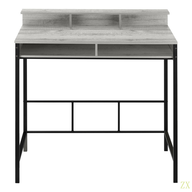 Bureau d'ordinateur, bureau personnel, debout, tablettes de rangement, L 48 po, travail, stratifié pour ordinateur portable, métal, contemporain, moderne