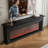 Black Solid Wood TV Cabinet Fireplace-118326089