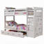 Lit superposé ACME Allentown (simple / simple) avec lit gigogne (simple) et rangement, blanc-1419407090