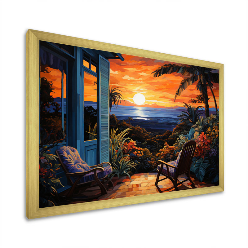 Reproduction d'art sur toile, hôtels et complexes hôteliers, H 34 po x l 44 po x P 1,5 po, Encadrement doré