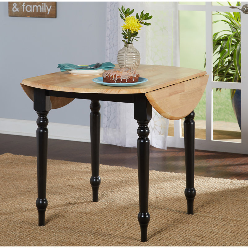 Tseri 2 - Person Extendable Solid Wood Top Four Leg Base Dining Set, Natural/Black