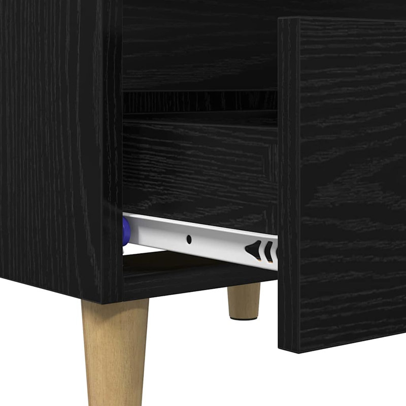 40cm W Manufactured Wood Bedside Table, Black Oak