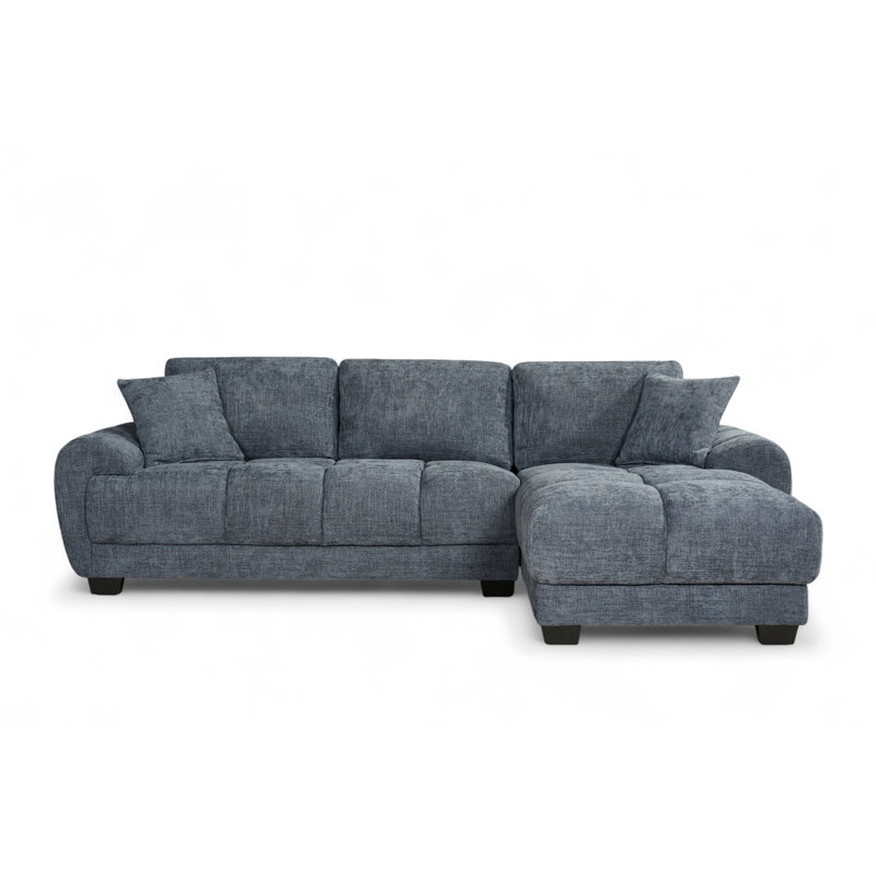 4 Seater Corner Sofa , Right Hand Facing, Blue Chenille