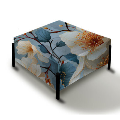Exquisite Beauty Blue Floral Melody - Floral Large Square Ottoman