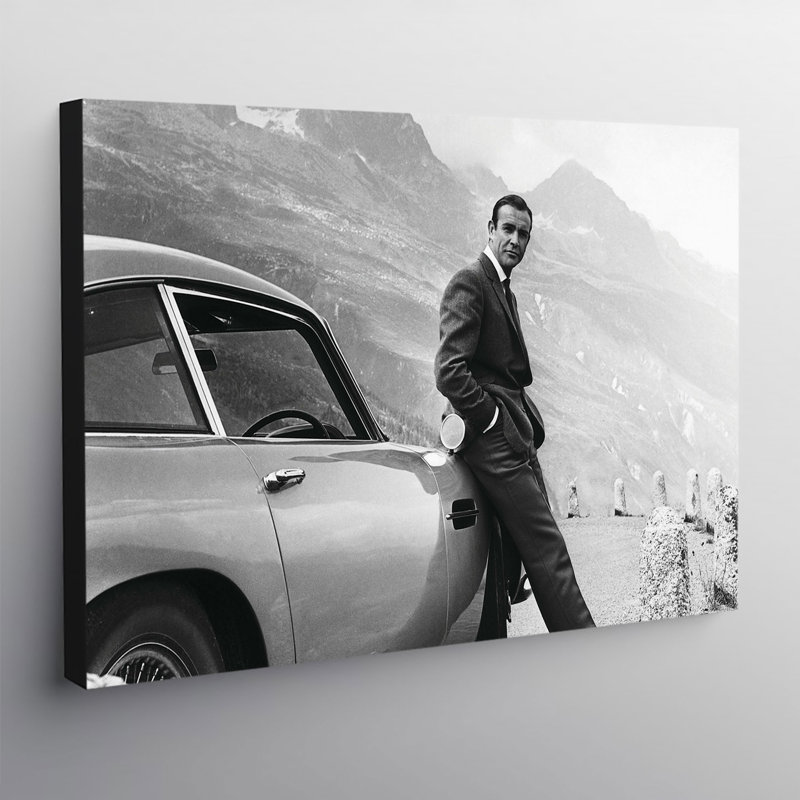 Sean Connery James Bond Aston Martin - Wrapped Canvas Print, 20.5cm H x 30.5cm W x 3.8cm D