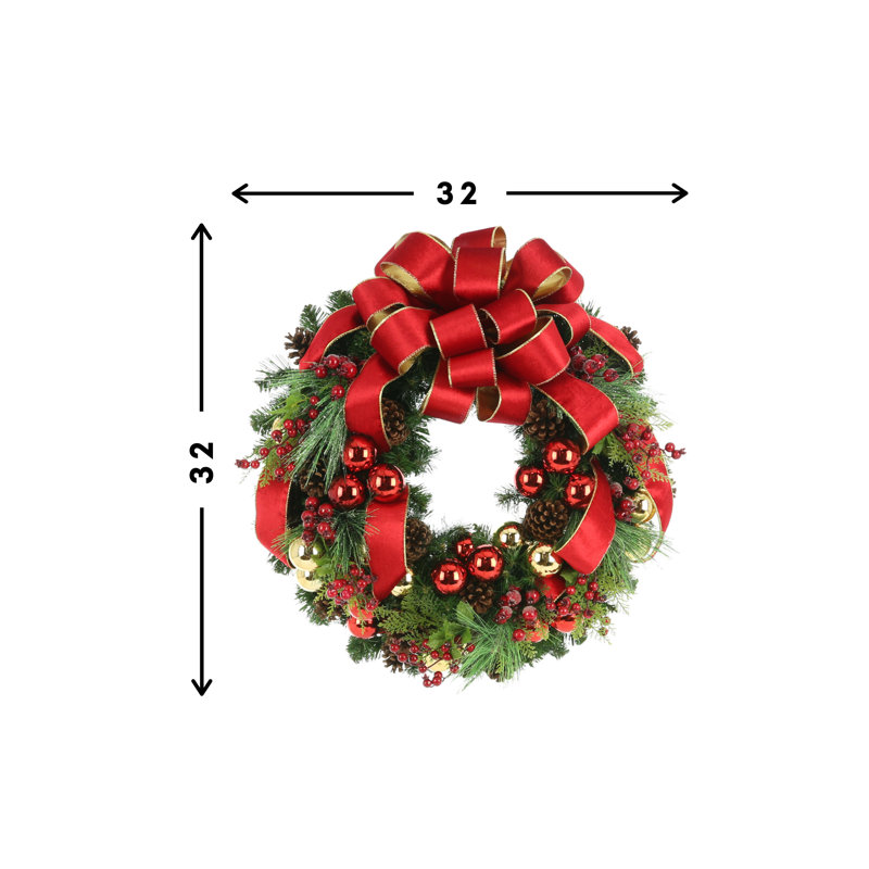 Faux Evergreen 32'' Holiday Wreath
