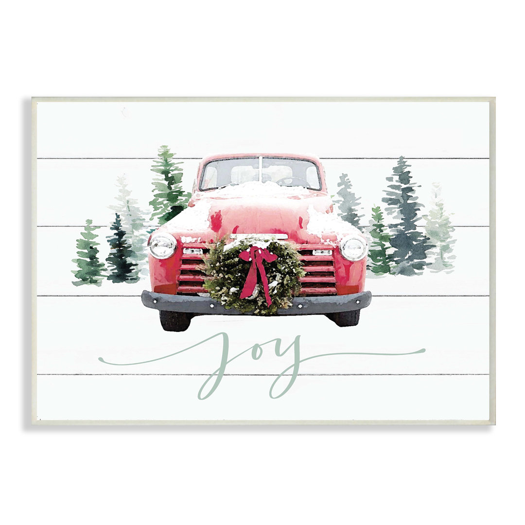 " Planked Look Holiday Joy Truck With Wreath And Trees " The Holiday Aisle® 