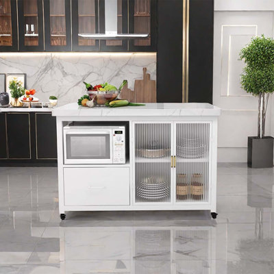 White metal base marble countertop island by Hart Enjoy life