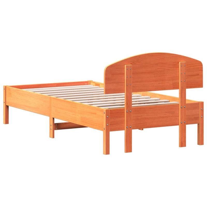 Arezzini Solid Wood Bed Frame, Small Single (2'6), Wax Brown