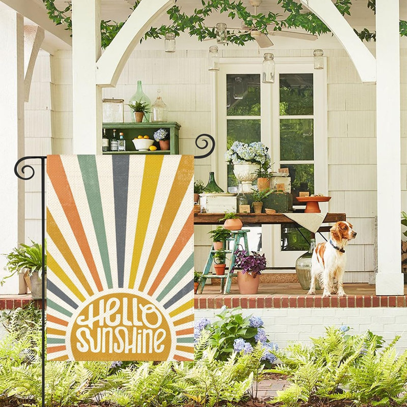 Drapeau d'été double face en toile de jute pour patio, pelouse, porche et décoration de fêtes